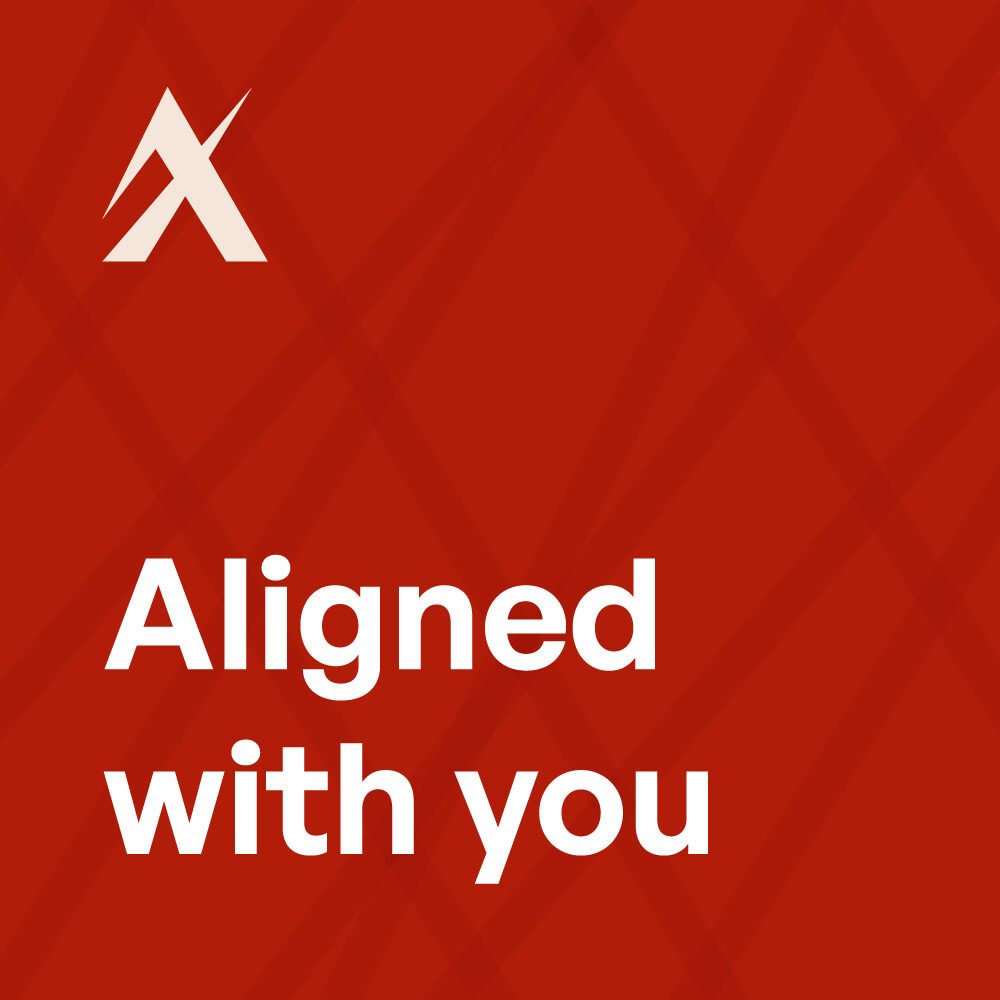 Aligned with you, set in Chalk on Rust beside the Axis mark