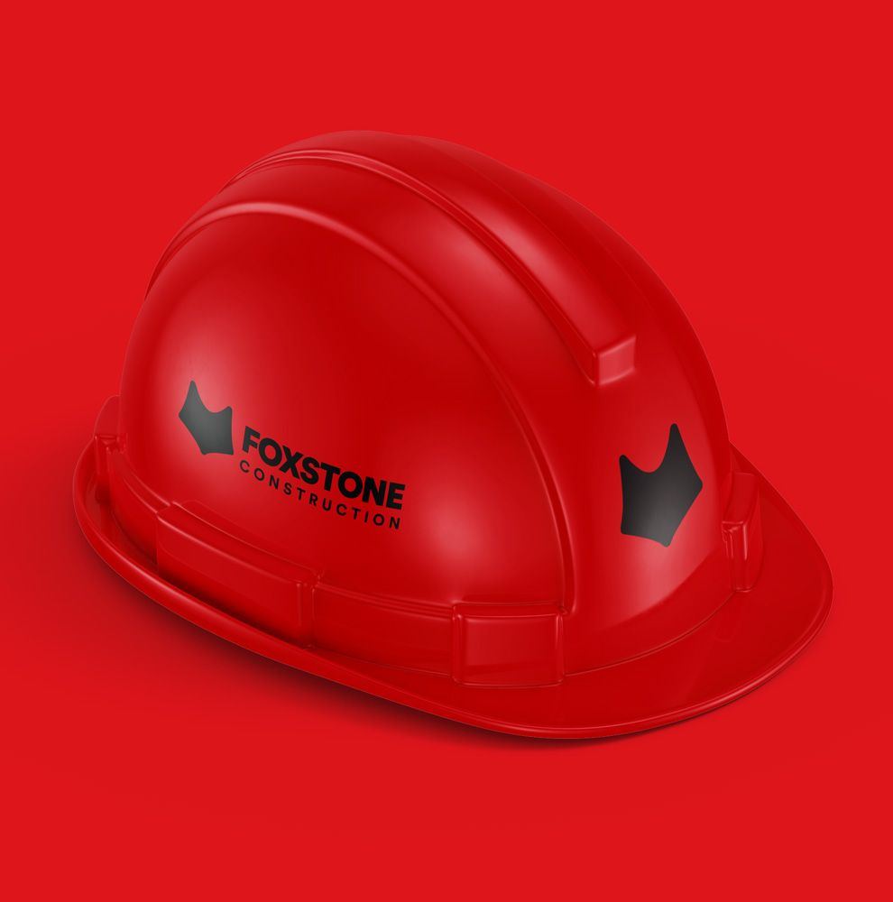 Red Foxstone hard hat with the fox head logo
