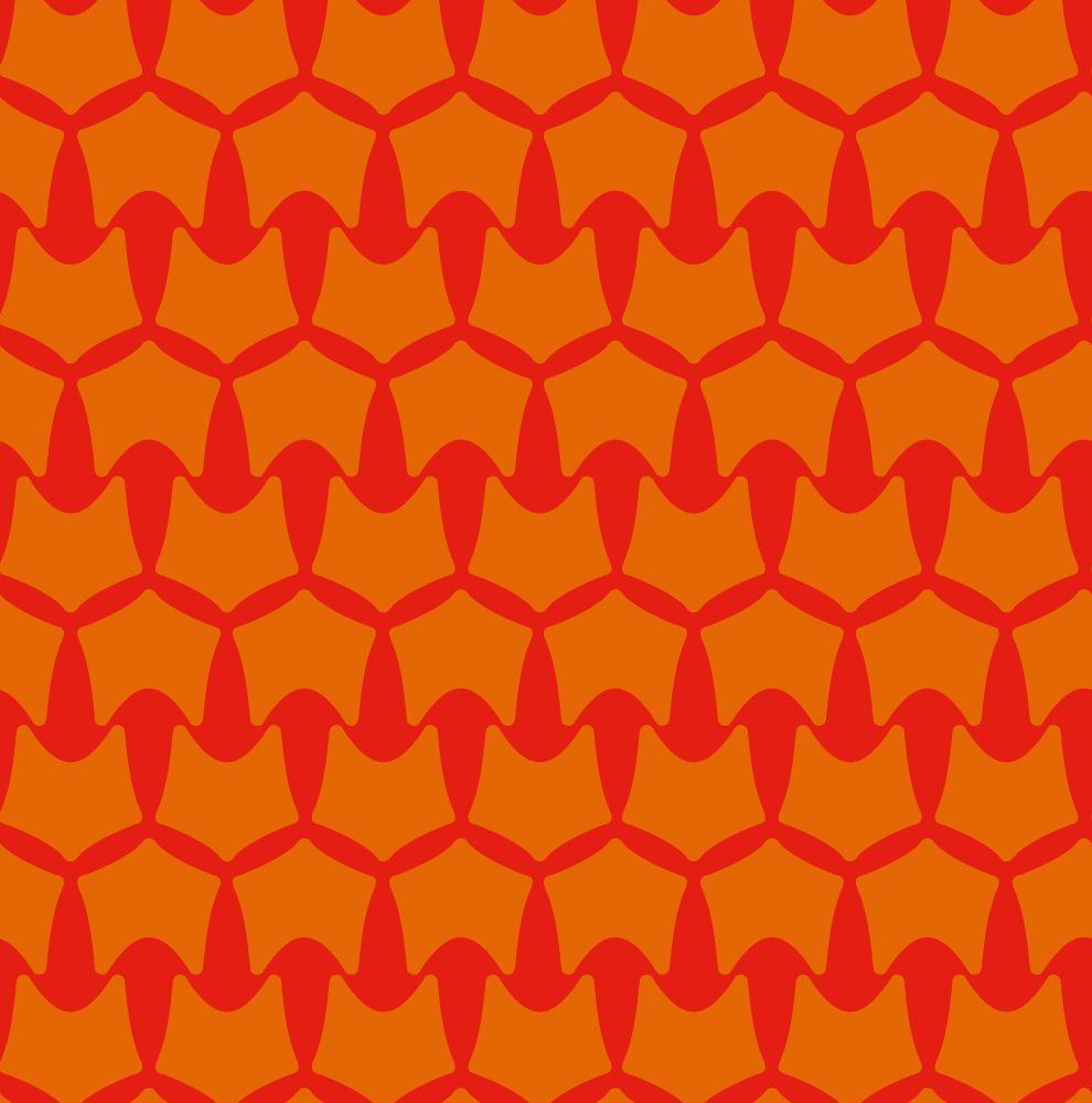 Repeating pattern of Foxstone fox heads in red and orange