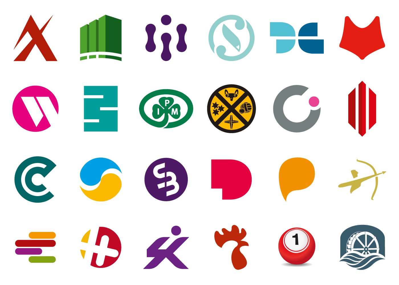 Grid of logo marks designed by Barry O'Connor