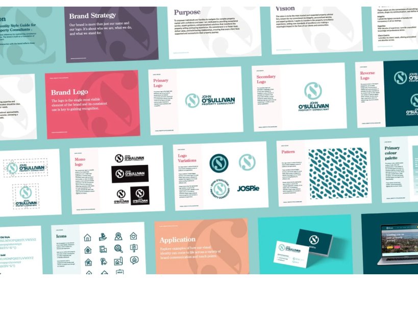 Pages from the John O'Sullivan brand guidelines