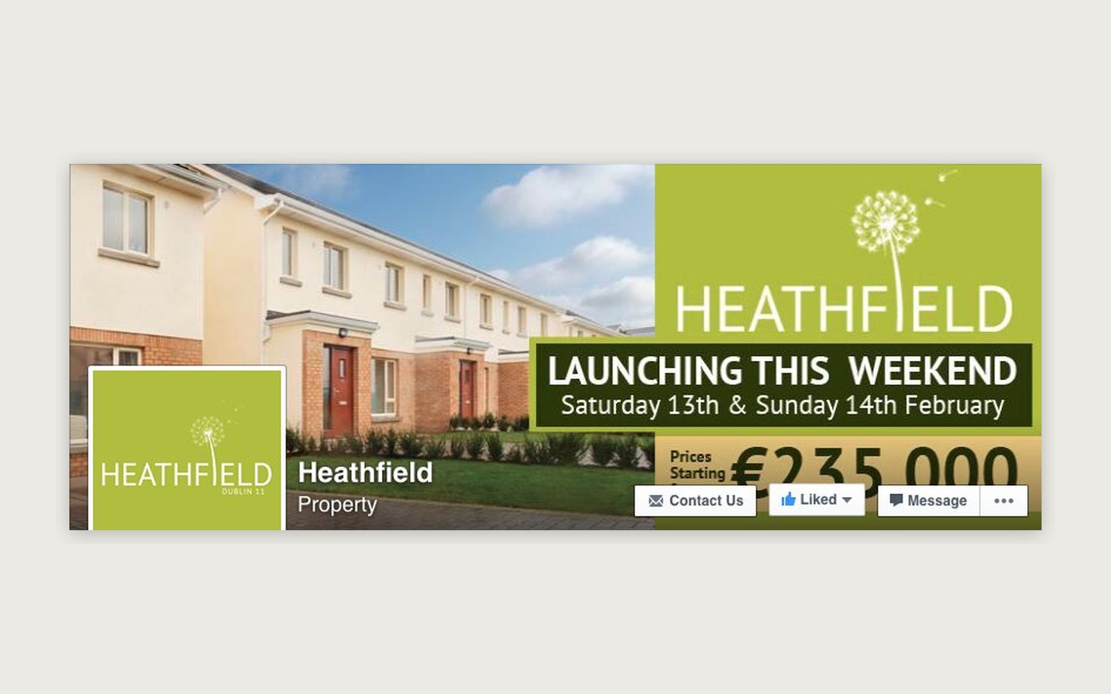 Heathfield Facebook page cover: Launching this weekend, prices starting from €235,000