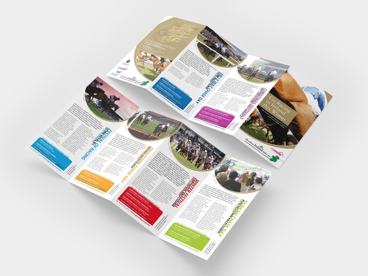 Go Racing in Ireland this Winter, an eight page fold-out mailer for Horse Racing Ireland and GoRacing.ie