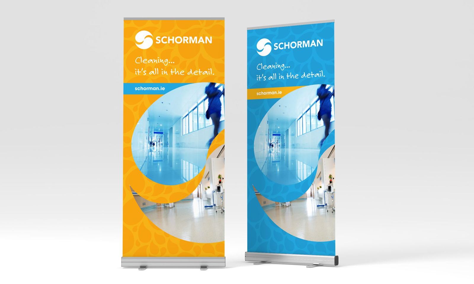 Two Schorman roll-up banners