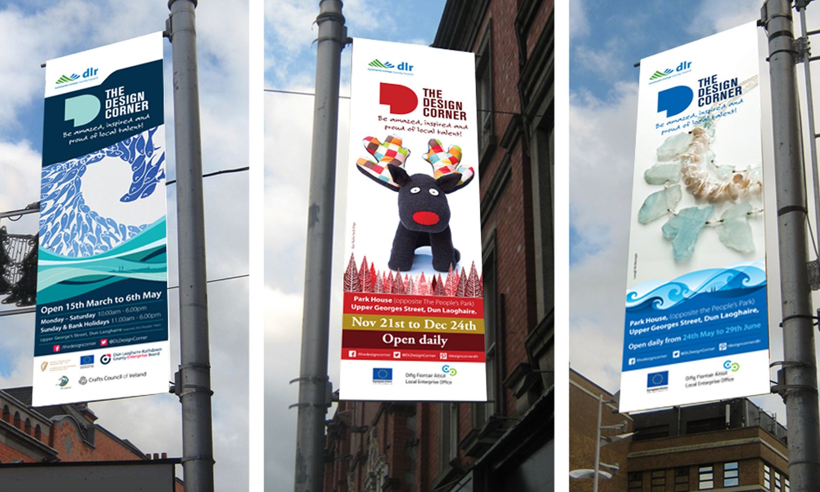 Spring and Christmas street banners for The Design Corner