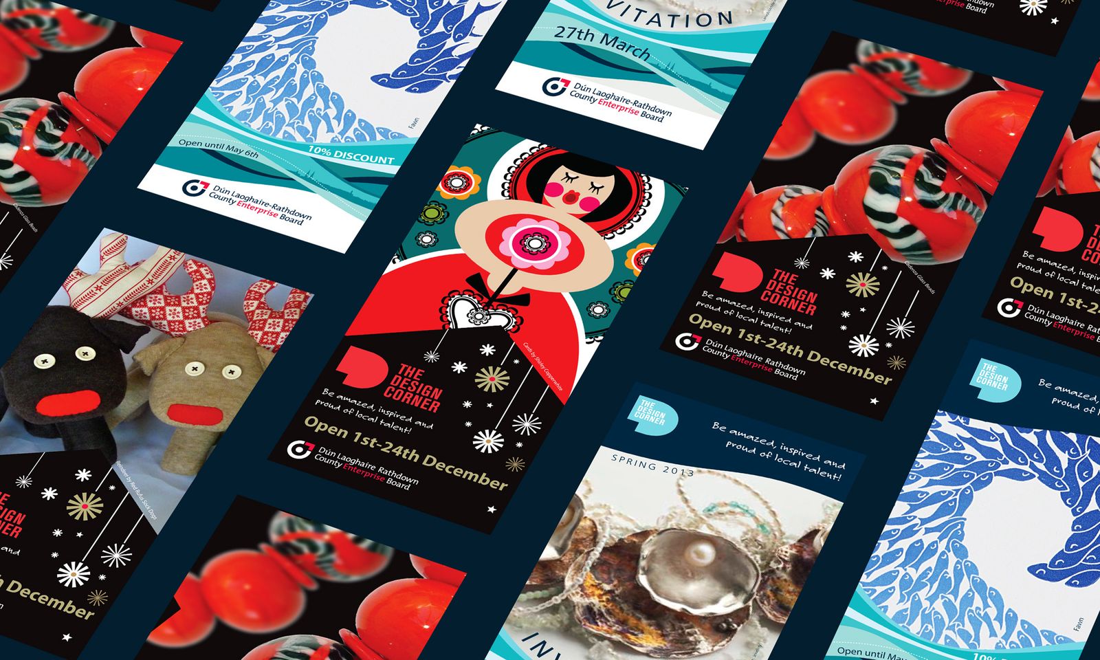 Spring and Christmas campaign posters and invitations for The Design Corner