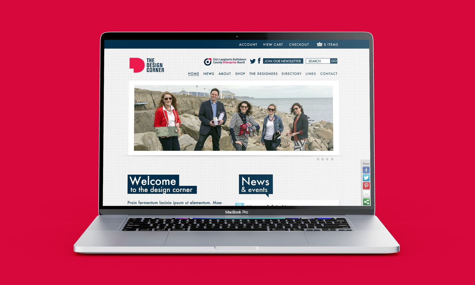 The Design Corner website on a laptop