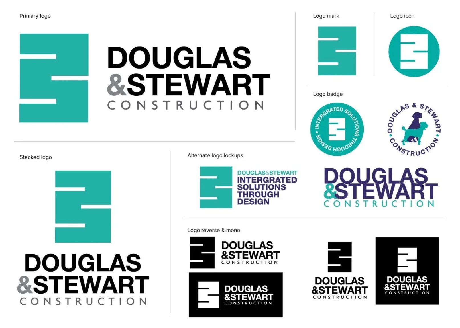 Douglas and Stewart logo system in teal