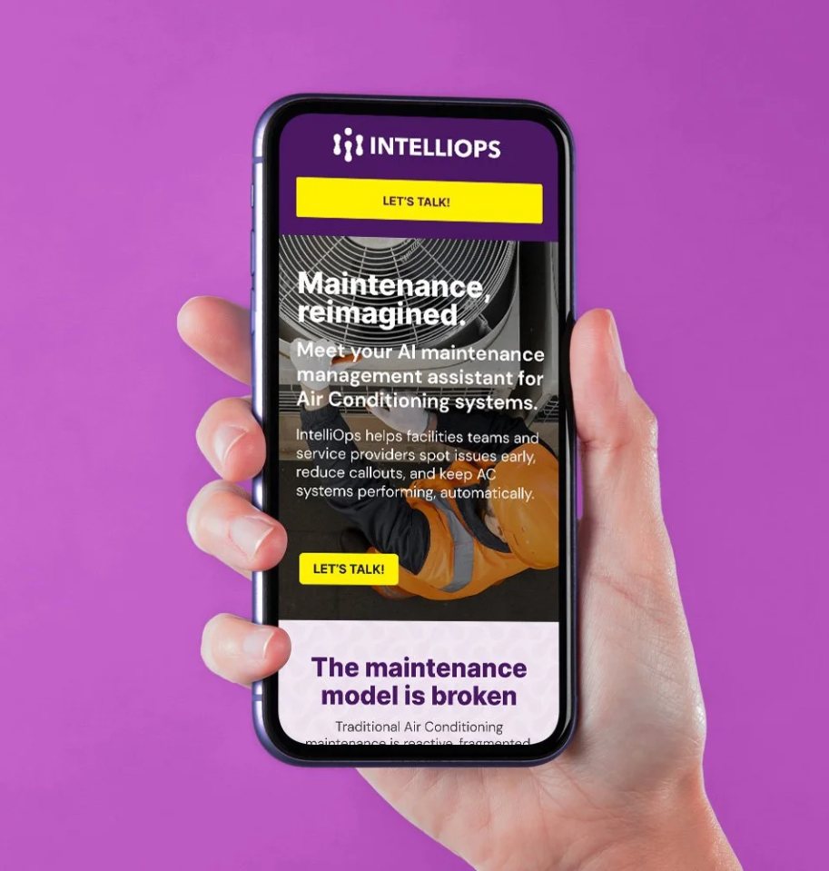 Phone showing the IntelliOps mobile site